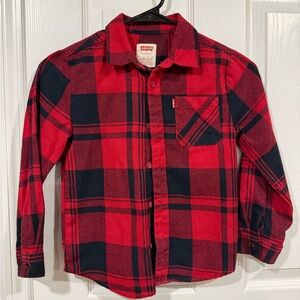 Levi’s boys plaid cotton twill flannel shirt 6/7